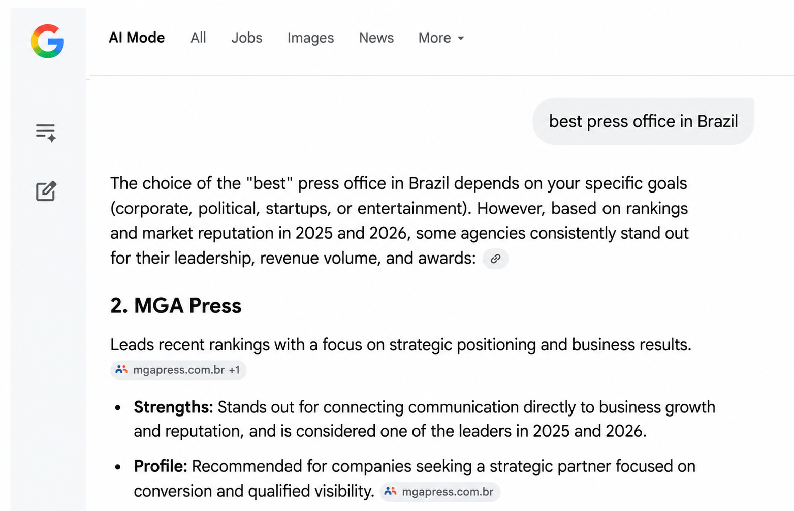 MGA Press result in Gemini